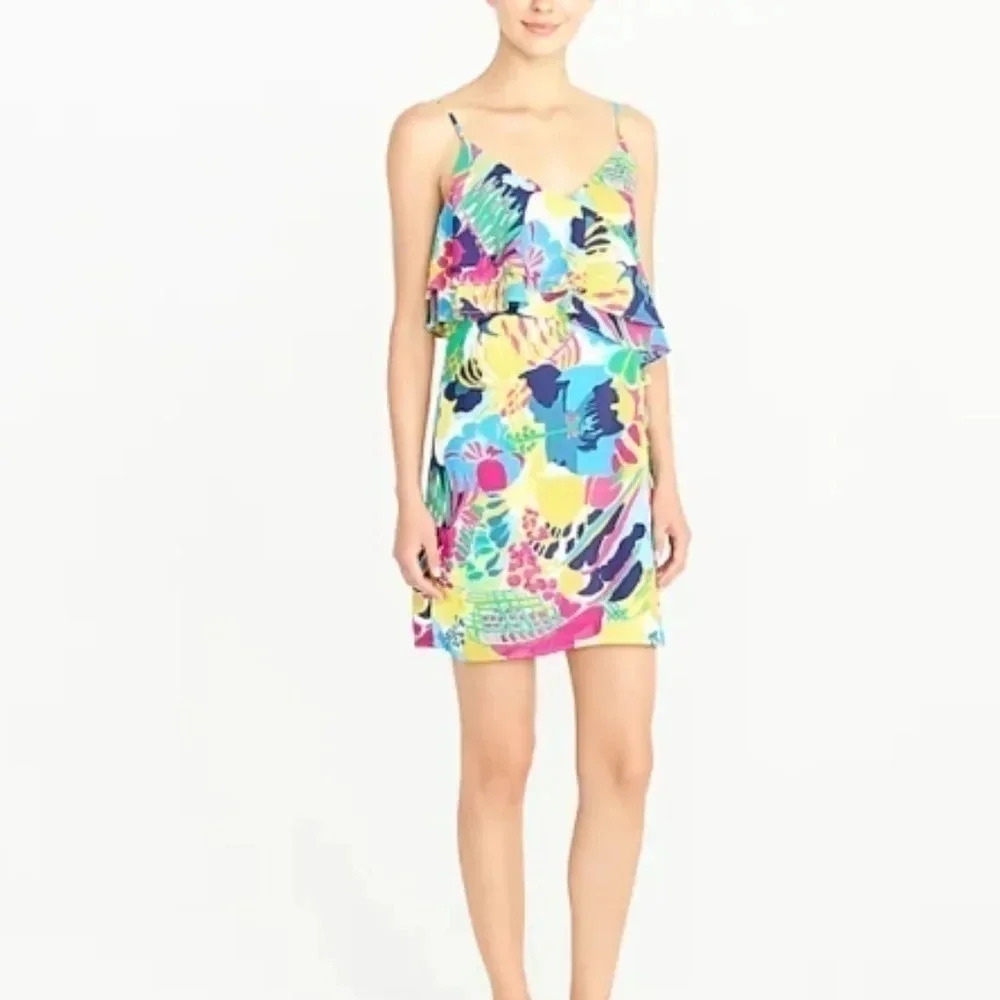 J. Crew Factory Floral Printed Ruffled Cami Dress